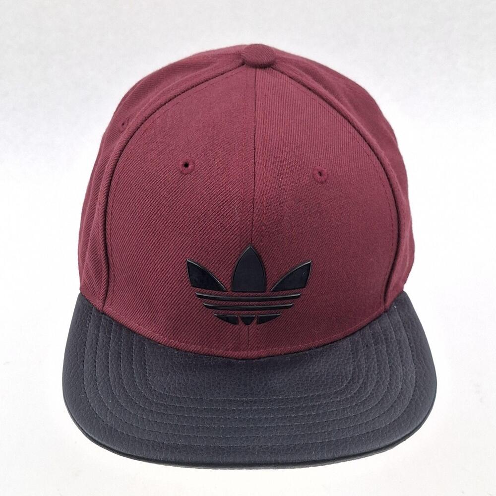 Adidas Hat Cap Snap Back One Size Red Black Trefoil Logo Baseball Mens